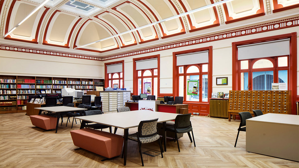 Darlington Library bright interior study area