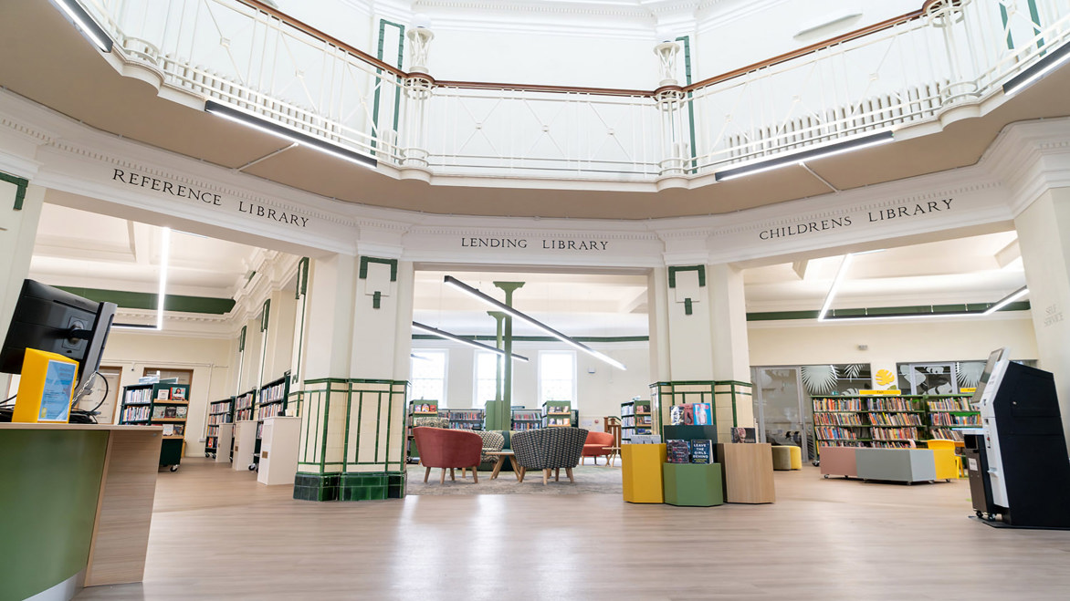 Wide interior shot- Chorlton Library - Manchester
