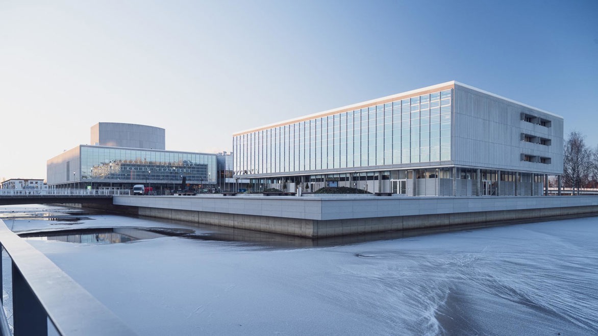 Oulu Library, Finland snowy exterior