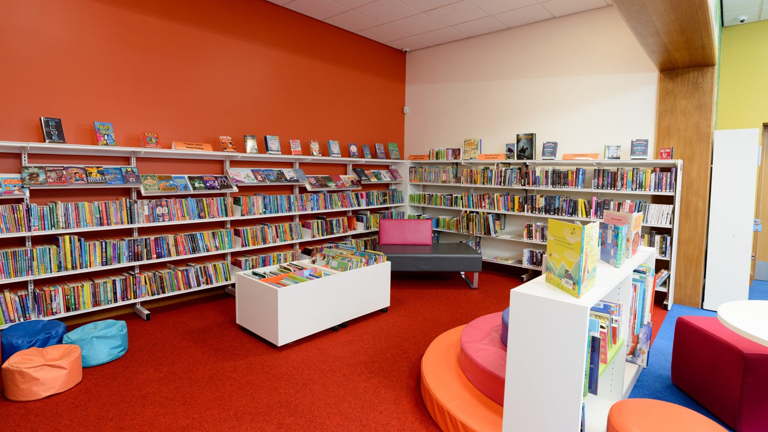 The reading area in Mountain Ash Library, Rhondda Cyon Taf, Wales