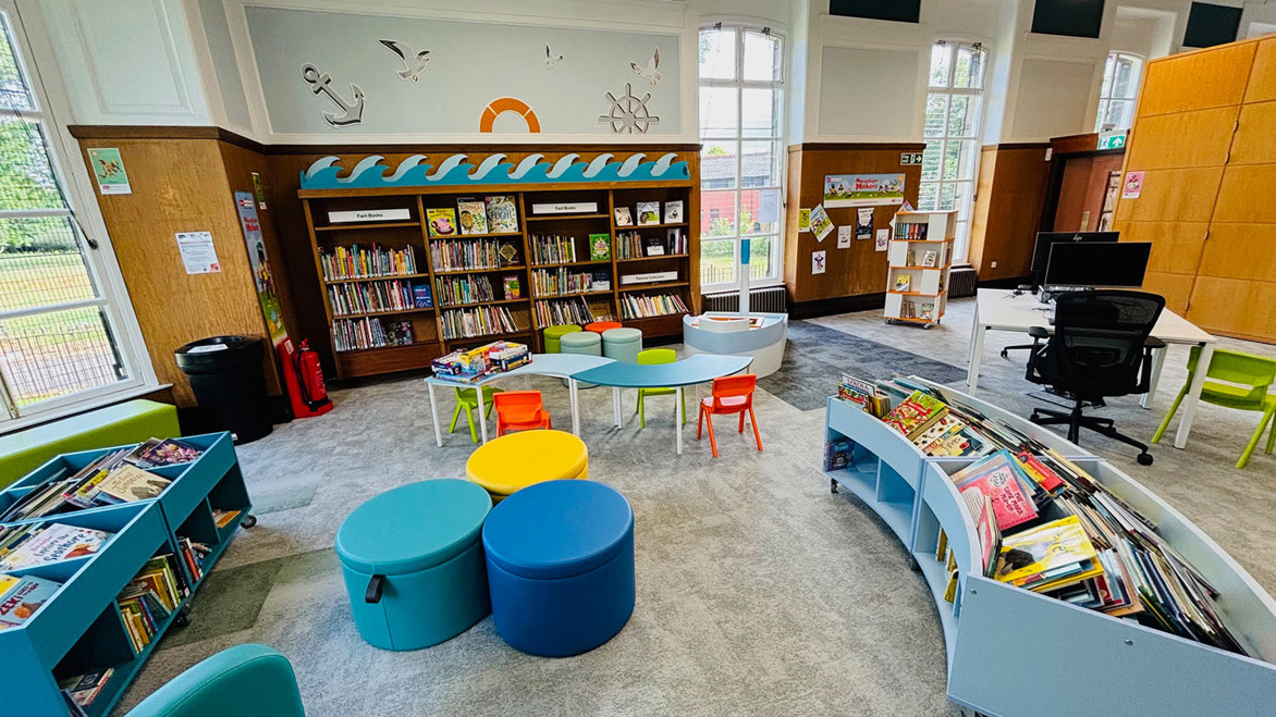 Wide angle photo of Elder Park Children's library