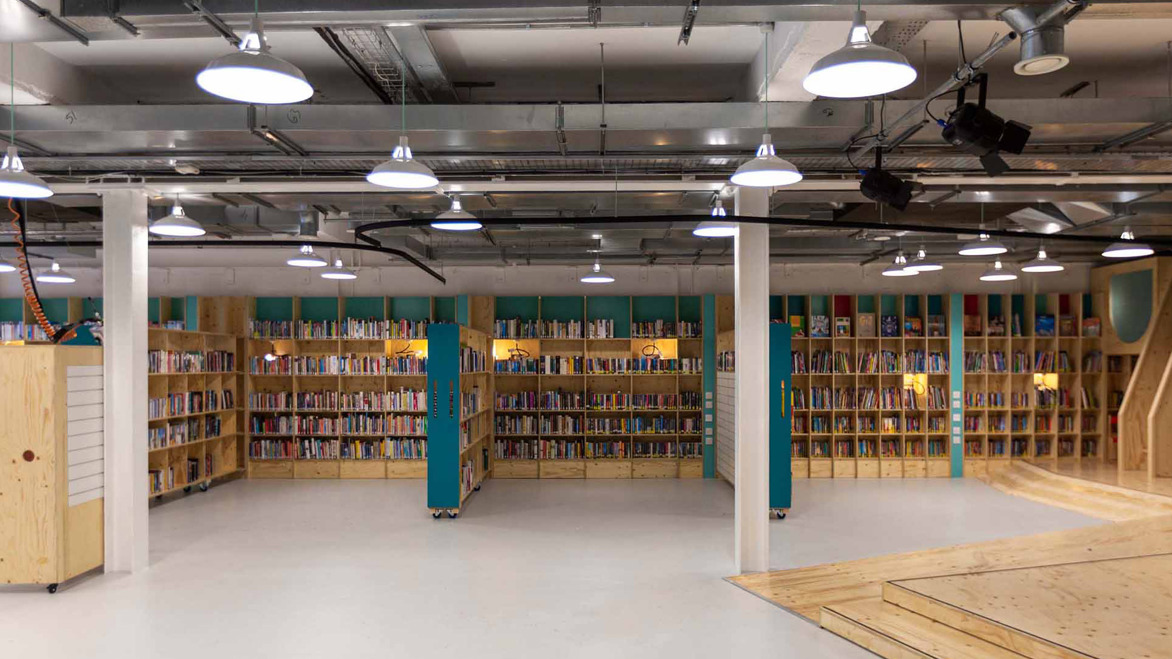 Fore Street Library book shelves