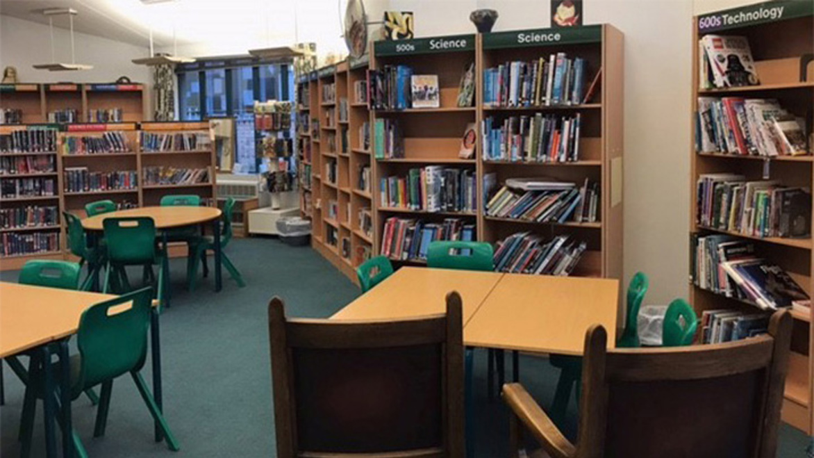 Old shelving in Idsall school library