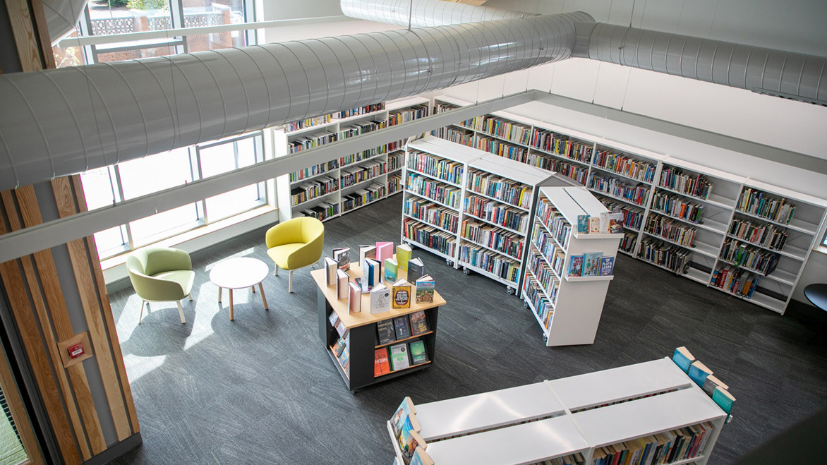 Ballymoney Library interior bookshelves