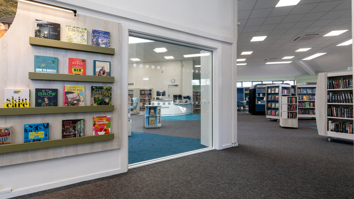 Henley Library partitioned glass area