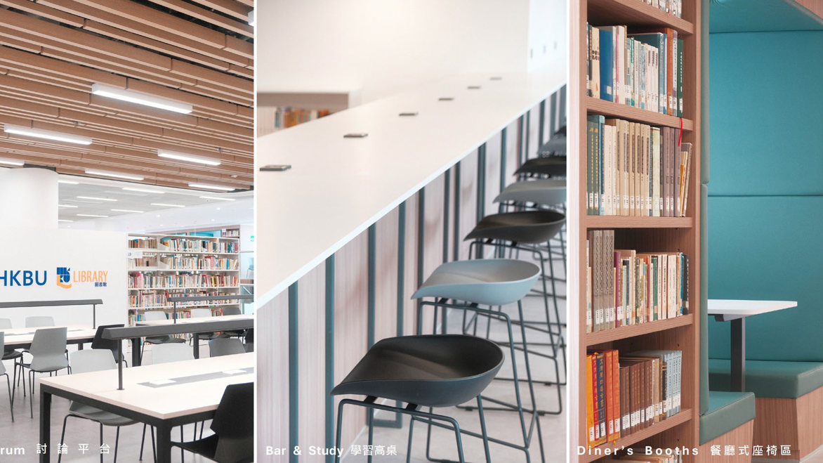Bookshelves and Facilities available in the Hong Kong Baptist University Library