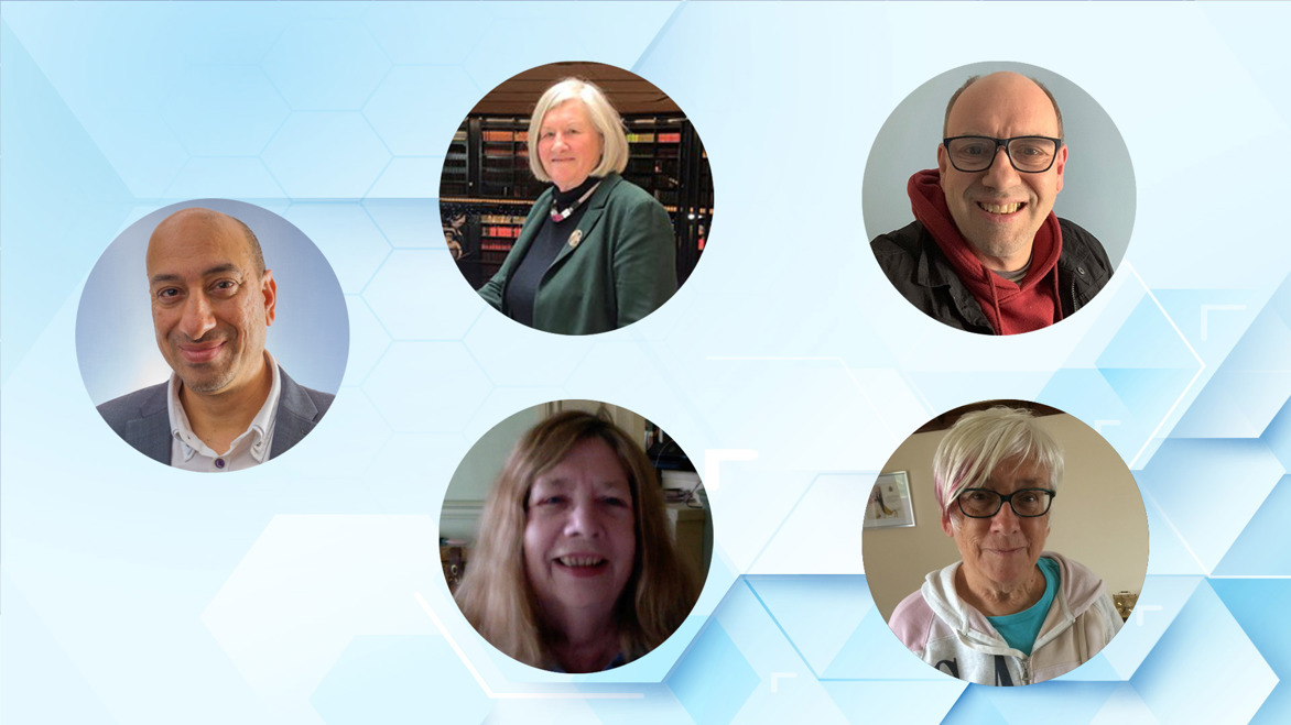 Designing Library team profiles - Ayub Khan, Karen Latimer, Mag Astill, Nick Cave and Carol Brown