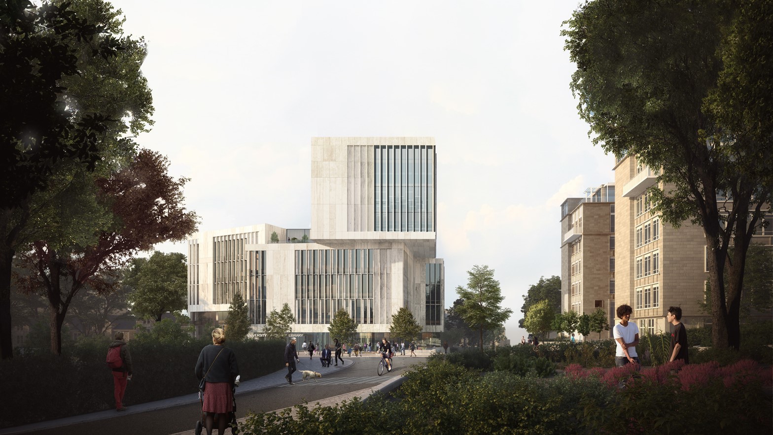 Exterior illustration showing what the new University of Bristol Library will look like