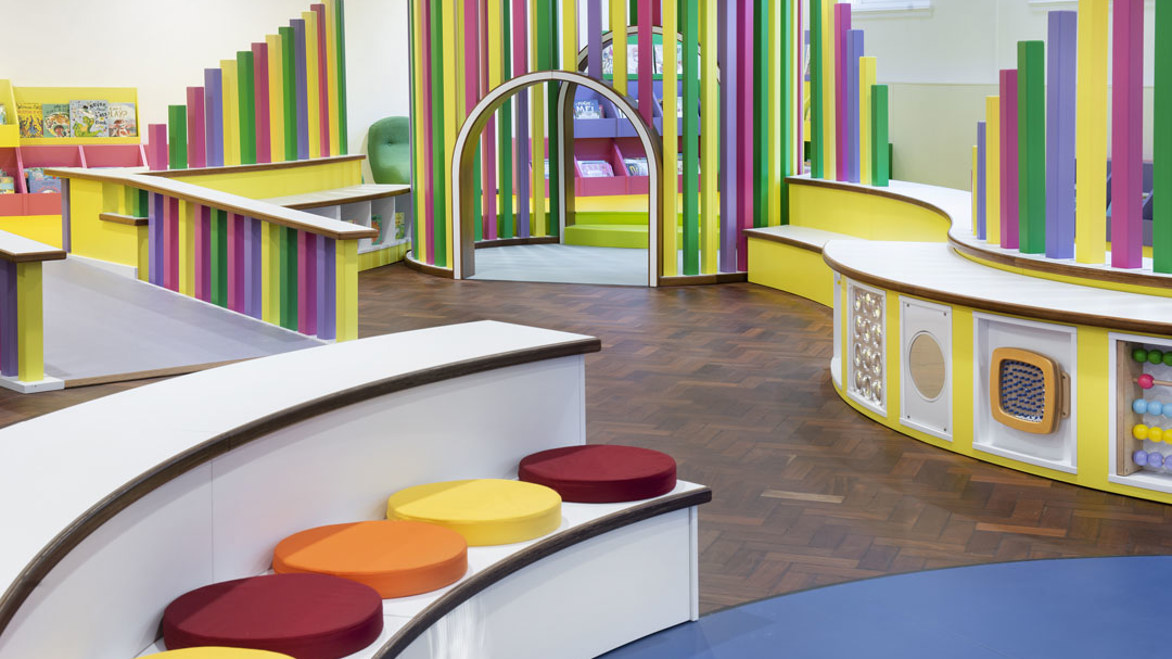 Bolton New Library - Children's area showcasing a bright new play area