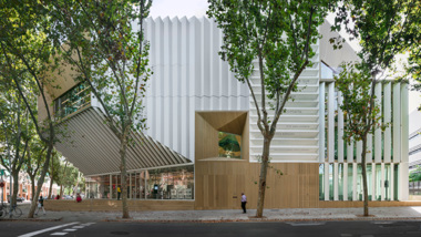 Exterior photograph of the Gabriel Garcia Marquez Library in Barcelona, Spain