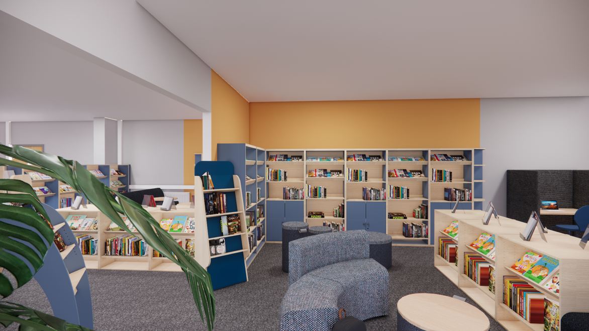 Streetly Academy library 3d design render 