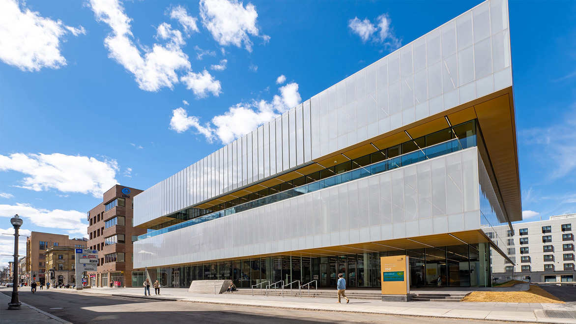 Exterior photograph of Gabrielle Roy Library in Quebec, Canada